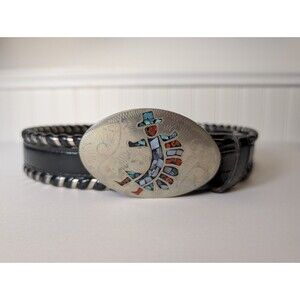 Vintage Circle Y 5014 Silver Lace Belt 32 Zuni Style Yeii Inlay Buckle Turquoise